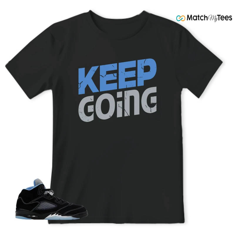 NIKE AIR JORDAN 5 BLACK UNIVERSITY BLUE SNEAKER Matching Tees t-shirt