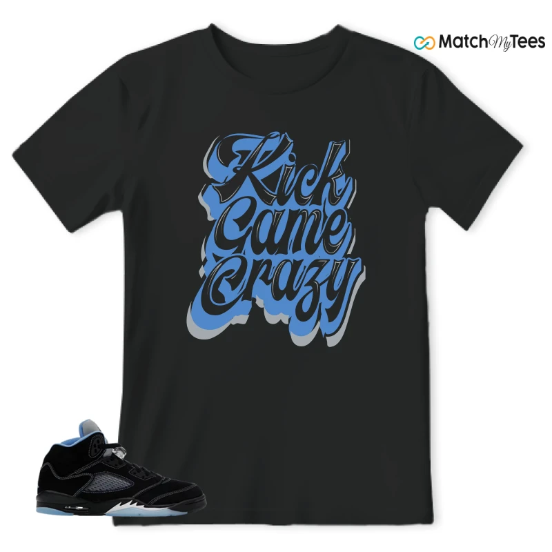 NIKE AIR JORDAN 5 BLACK UNIVERSITY BLUE SNEAKER Matching Tees t-shirt