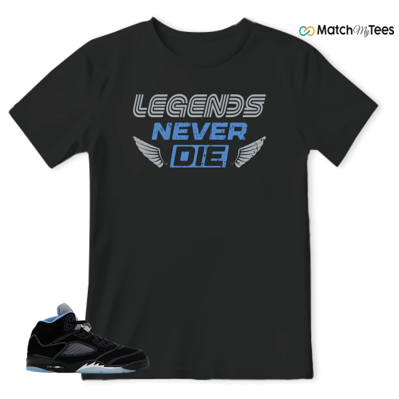 NIKE AIR JORDAN 5 BLACK UNIVERSITY BLUE SNEAKER Matching Tees t-shirt