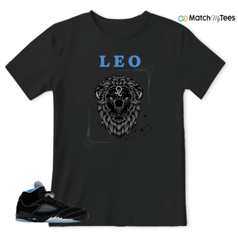 NIKE AIR JORDAN 5 BLACK UNIVERSITY BLUE SNEAKER Matching Tees t-shirt