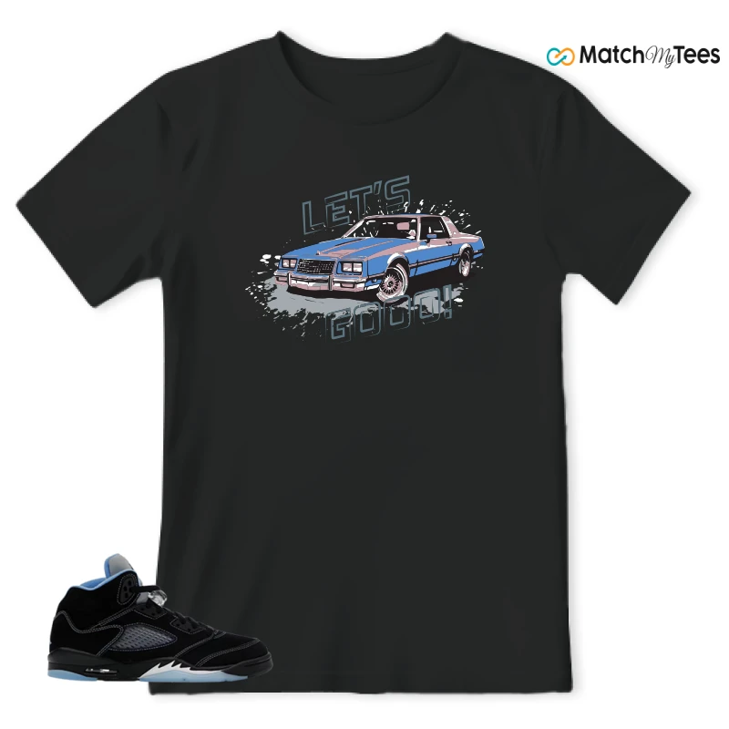 NIKE AIR JORDAN 5 BLACK UNIVERSITY BLUE SNEAKER Matching Tees t-shirt