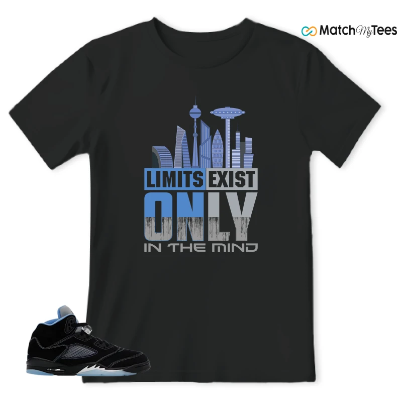 NIKE AIR JORDAN 5 BLACK UNIVERSITY BLUE SNEAKER Matching Tees t-shirt