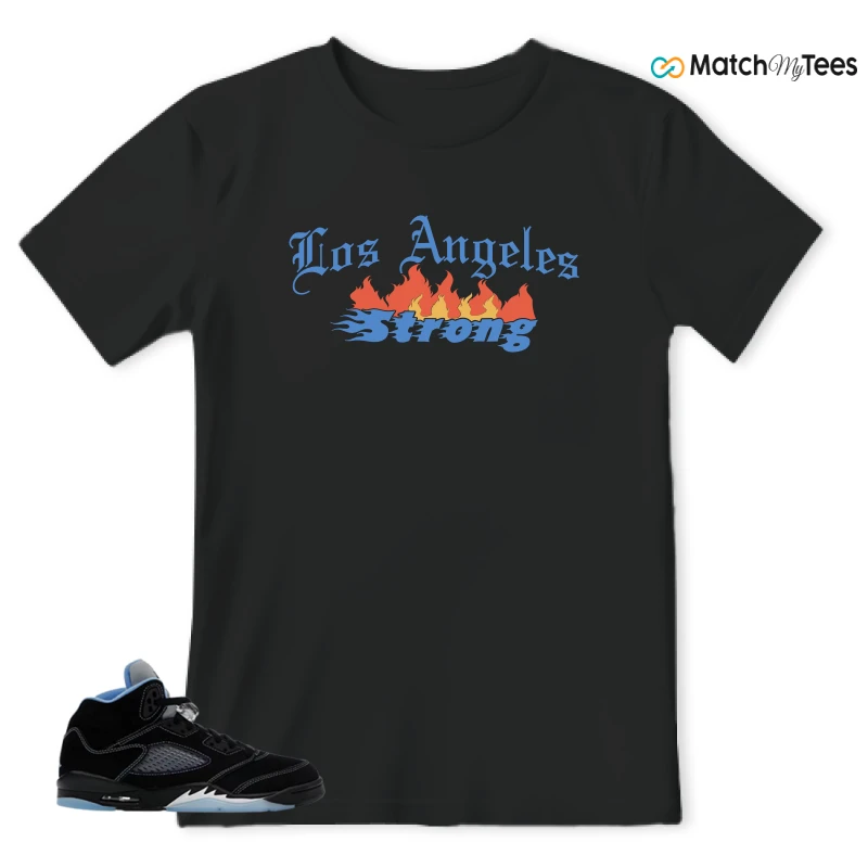 NIKE AIR JORDAN 5 BLACK UNIVERSITY BLUE SNEAKER Matching Tees t-shirt