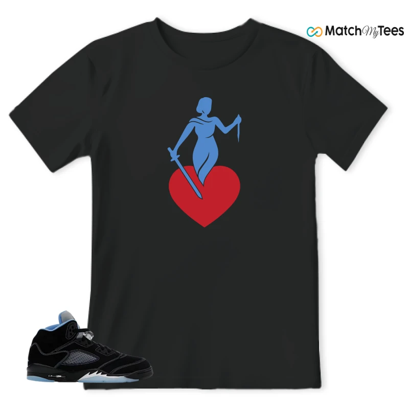 NIKE AIR JORDAN 5 BLACK UNIVERSITY BLUE SNEAKER Matching Tees t-shirt