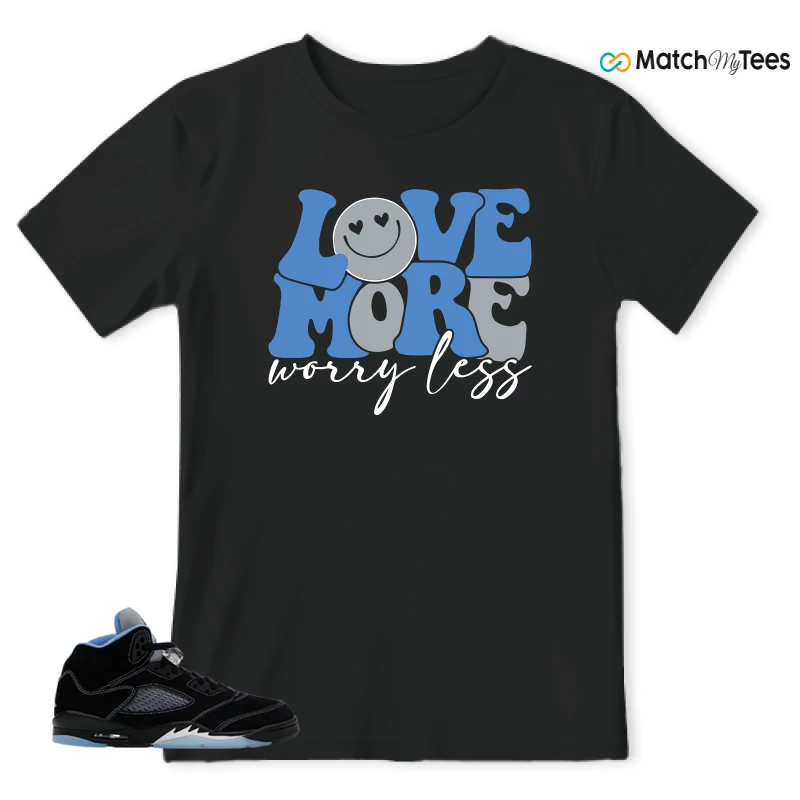 NIKE AIR JORDAN 5 BLACK UNIVERSITY BLUE SNEAKER Matching Tees t-shirt