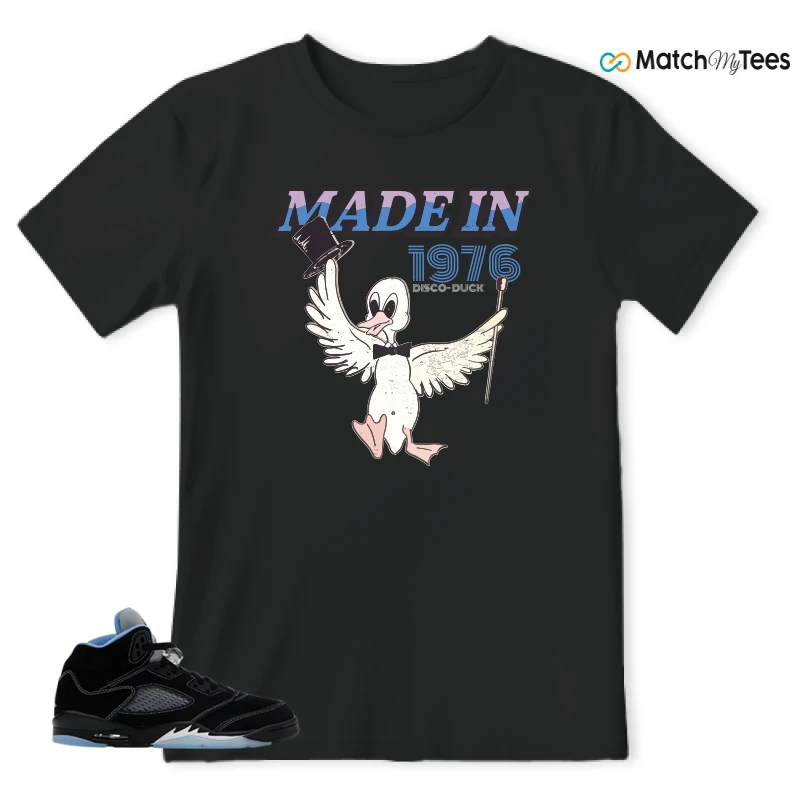 NIKE AIR JORDAN 5 BLACK UNIVERSITY BLUE SNEAKER Matching Tees t-shirt