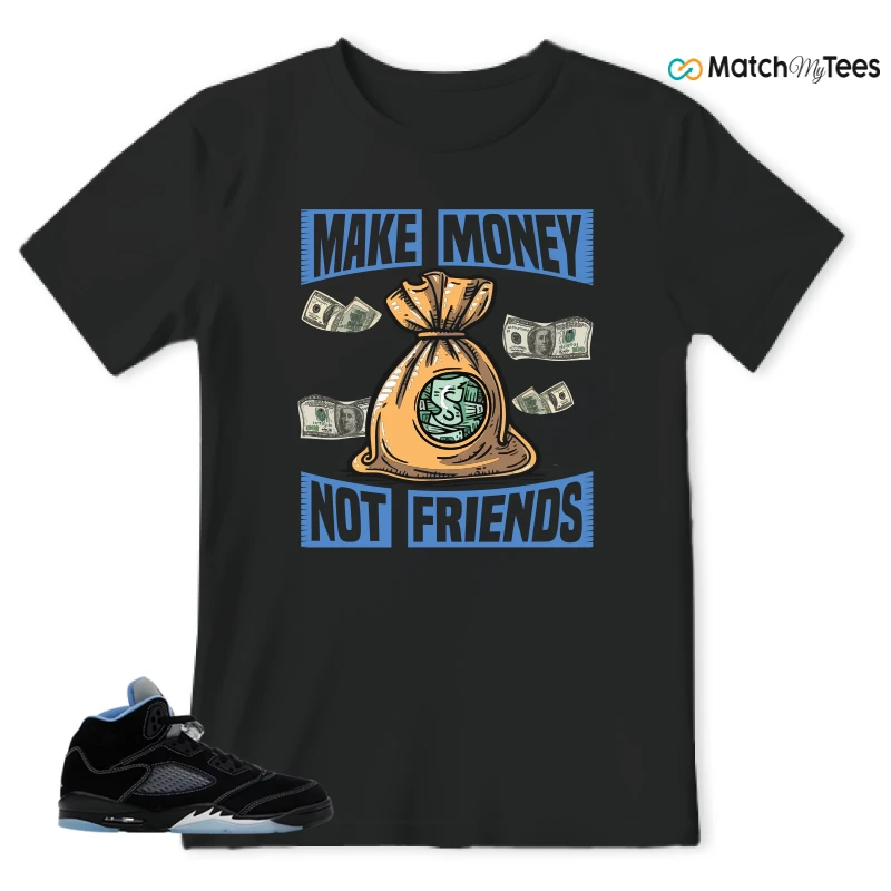 NIKE AIR JORDAN 5 BLACK UNIVERSITY BLUE SNEAKER Matching Tees t-shirt