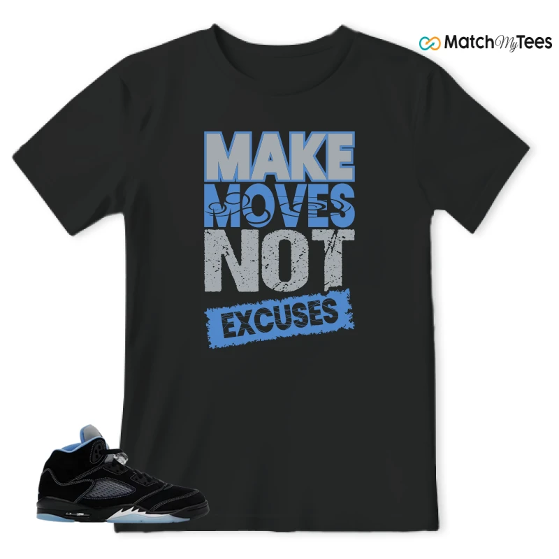 NIKE AIR JORDAN 5 BLACK UNIVERSITY BLUE SNEAKER Matching Tees t-shirt