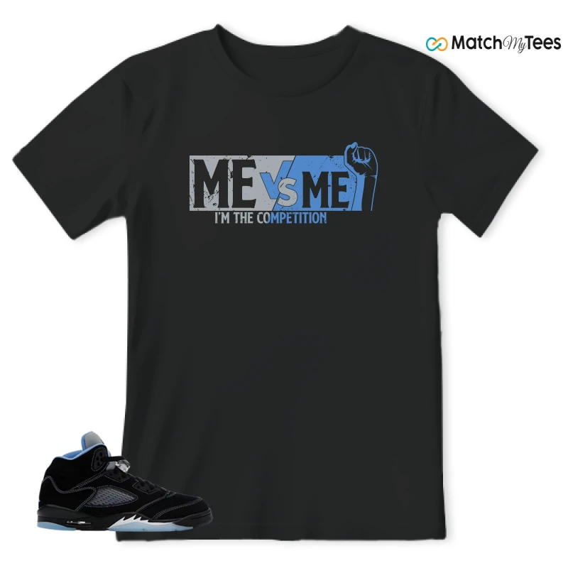 NIKE AIR JORDAN 5 BLACK UNIVERSITY BLUE SNEAKER Matching Tees t-shirt
