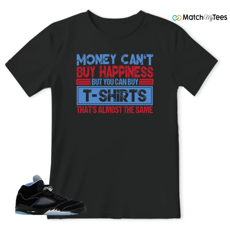 NIKE AIR JORDAN 5 BLACK UNIVERSITY BLUE SNEAKER Matching Tees t-shirt