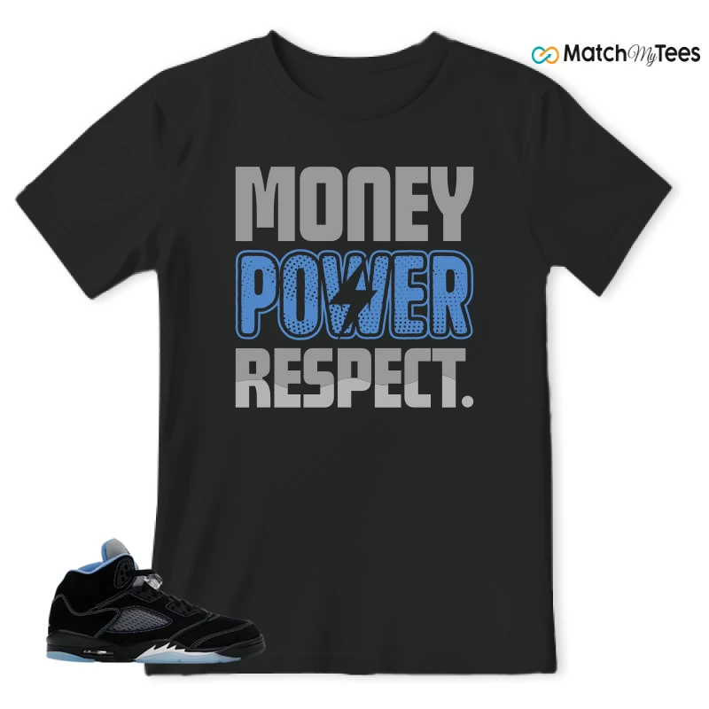 NIKE AIR JORDAN 5 BLACK UNIVERSITY BLUE SNEAKER Matching Tees t-shirt