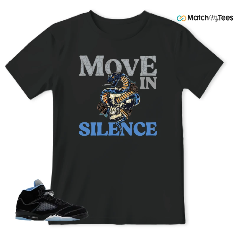 NIKE AIR JORDAN 5 BLACK UNIVERSITY BLUE SNEAKER Matching Tees t-shirt