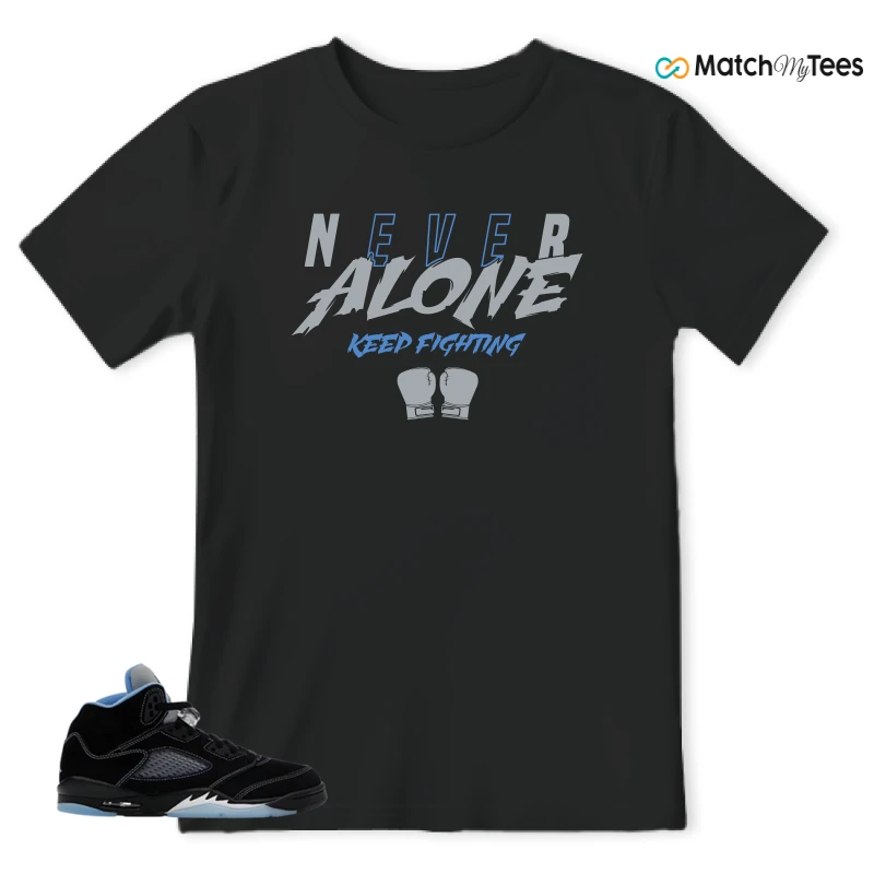 NIKE AIR JORDAN 5 BLACK UNIVERSITY BLUE SNEAKER Matching Tees t-shirt
