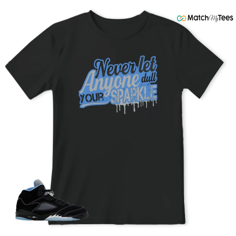 NIKE AIR JORDAN 5 BLACK UNIVERSITY BLUE SNEAKER Matching Tees t-shirt