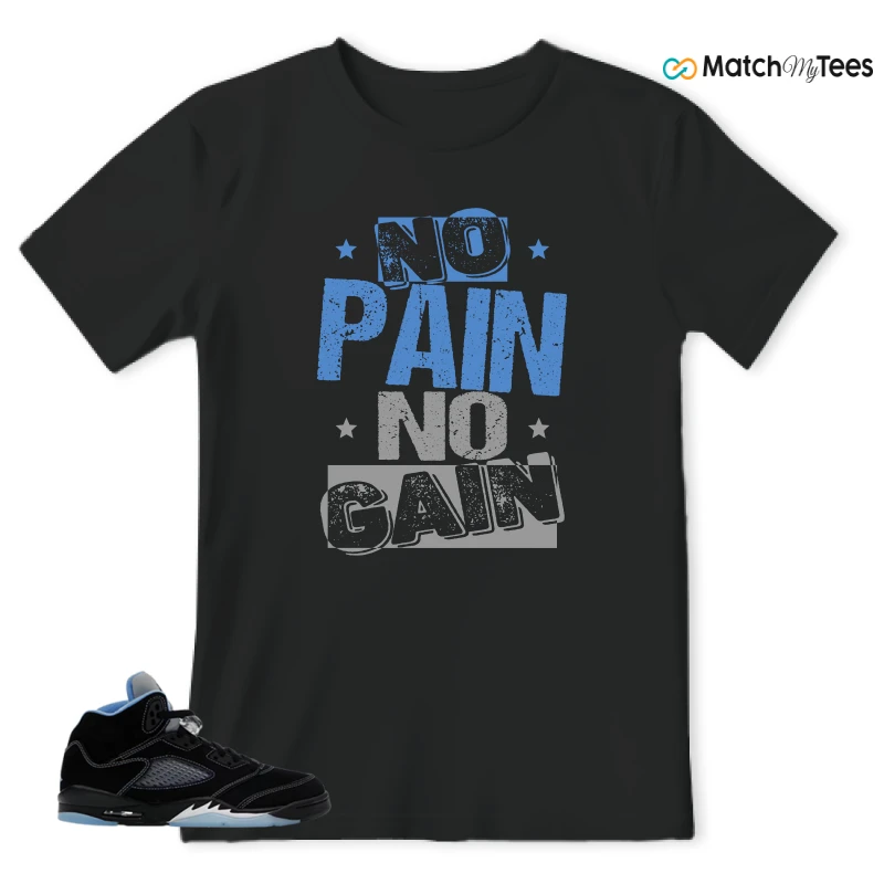 NIKE AIR JORDAN 5 BLACK UNIVERSITY BLUE SNEAKER Matching Tees t-shirt