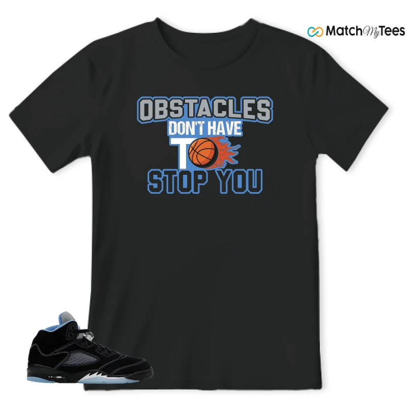 NIKE AIR JORDAN 5 BLACK UNIVERSITY BLUE SNEAKER Matching Tees t-shirt