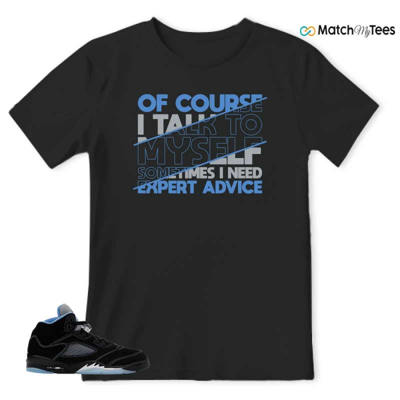 NIKE AIR JORDAN 5 BLACK UNIVERSITY BLUE SNEAKER Matching Tees t-shirt