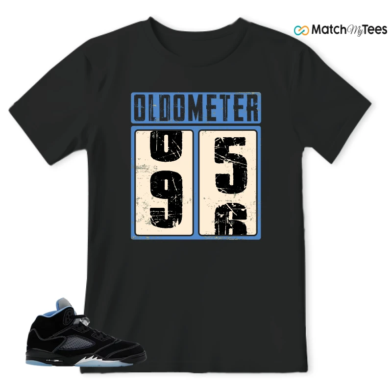 NIKE AIR JORDAN 5 BLACK UNIVERSITY BLUE SNEAKER Matching Tees t-shirt