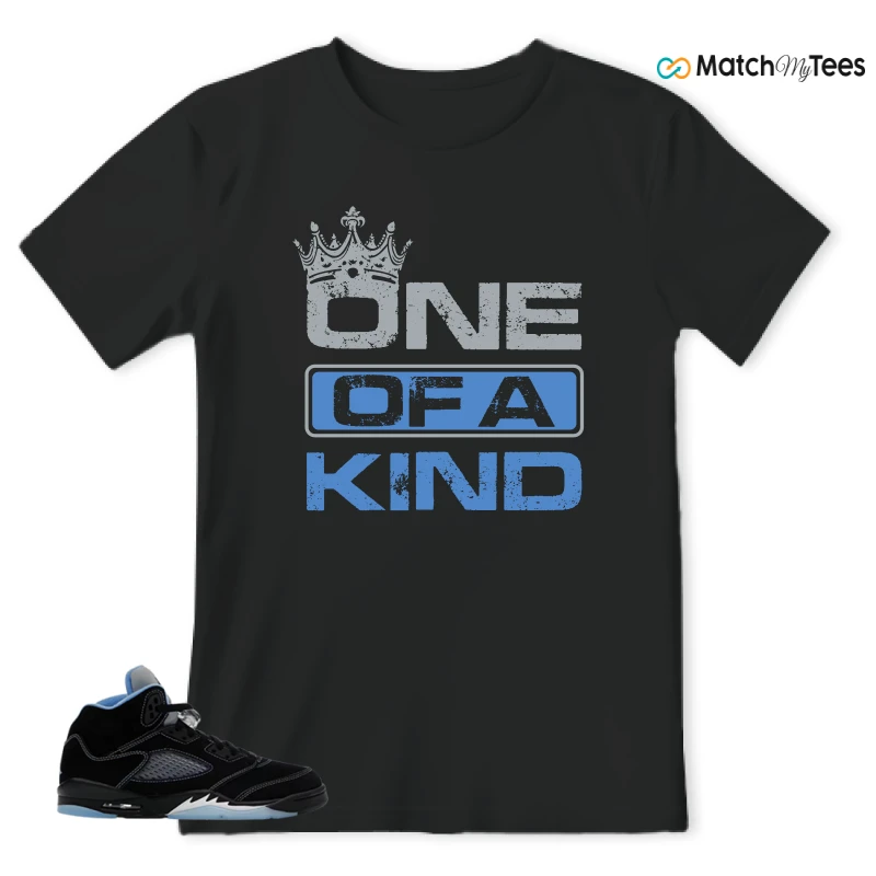 NIKE AIR JORDAN 5 BLACK UNIVERSITY BLUE SNEAKER Matching Tees t-shirt