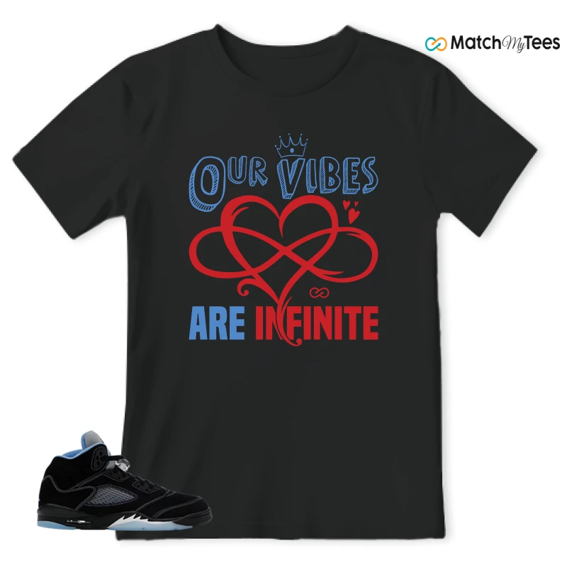 NIKE AIR JORDAN 5 BLACK UNIVERSITY BLUE SNEAKER Matching Tees t-shirt