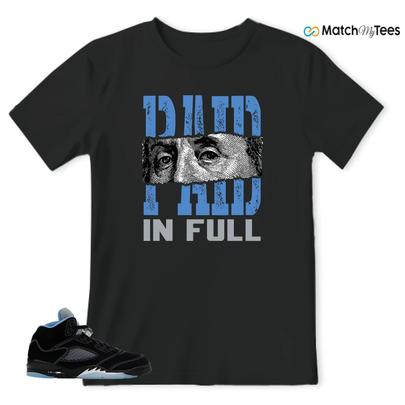 NIKE AIR JORDAN 5 BLACK UNIVERSITY BLUE SNEAKER Matching Tees t-shirt