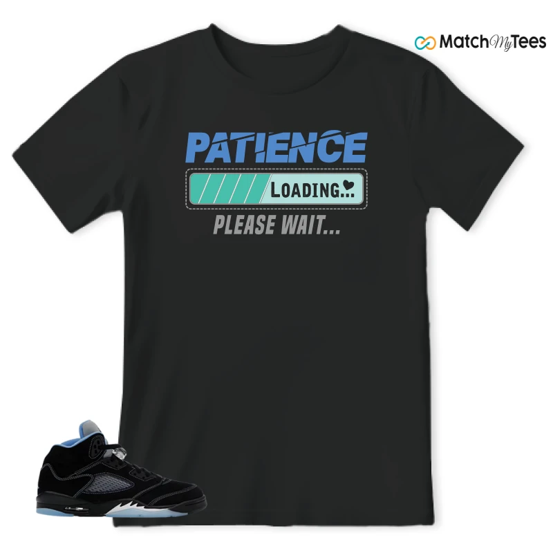 NIKE AIR JORDAN 5 BLACK UNIVERSITY BLUE SNEAKER Matching Tees t-shirt