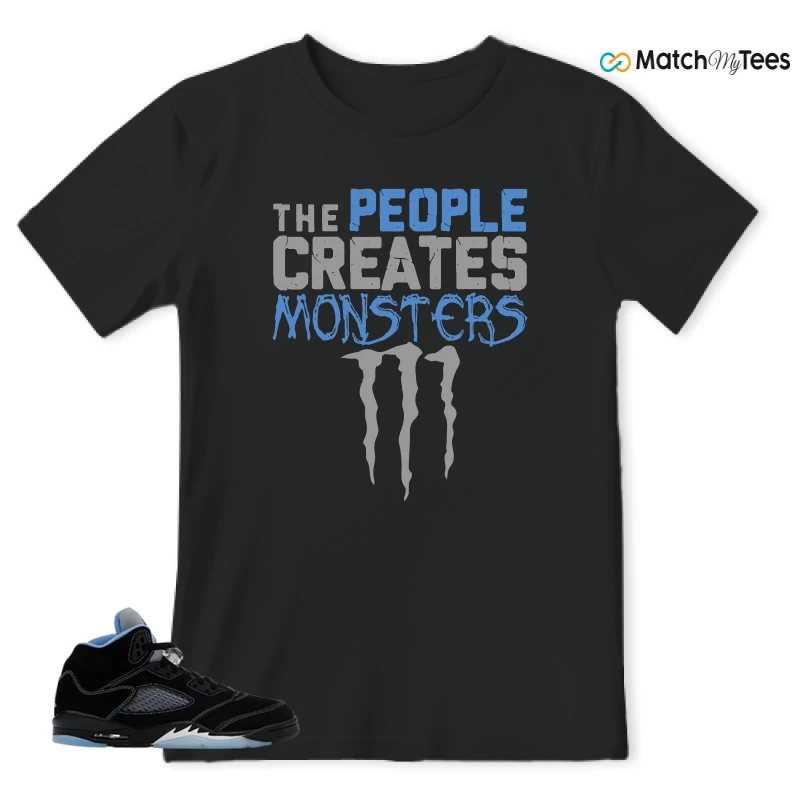 NIKE AIR JORDAN 5 BLACK UNIVERSITY BLUE SNEAKER Matching Tees t-shirt