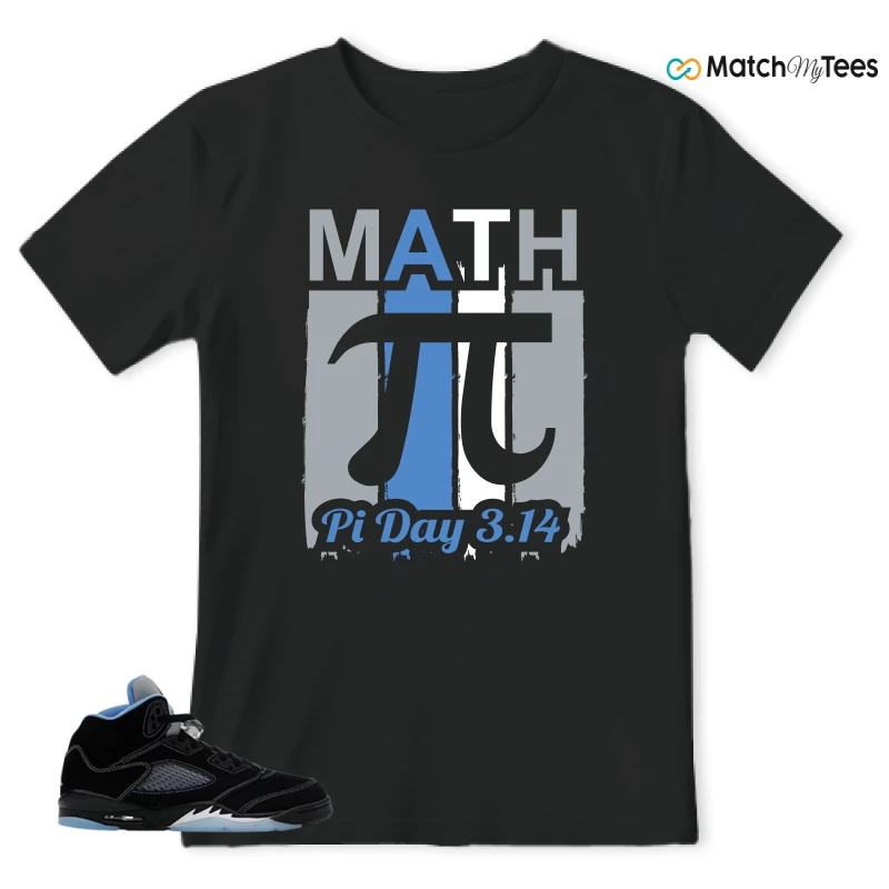 NIKE AIR JORDAN 5 BLACK UNIVERSITY BLUE SNEAKER Matching Tees t-shirt