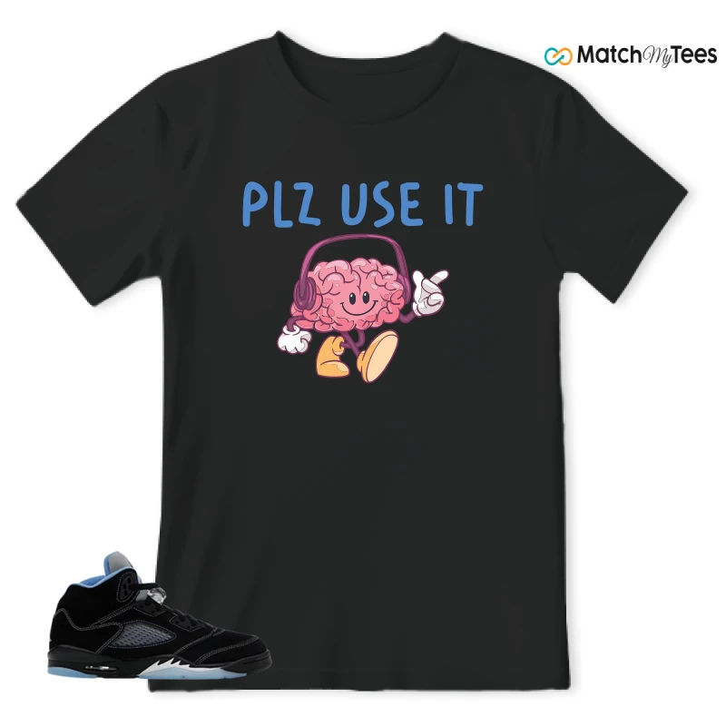 NIKE AIR JORDAN 5 BLACK UNIVERSITY BLUE SNEAKER Matching Tees t-shirt