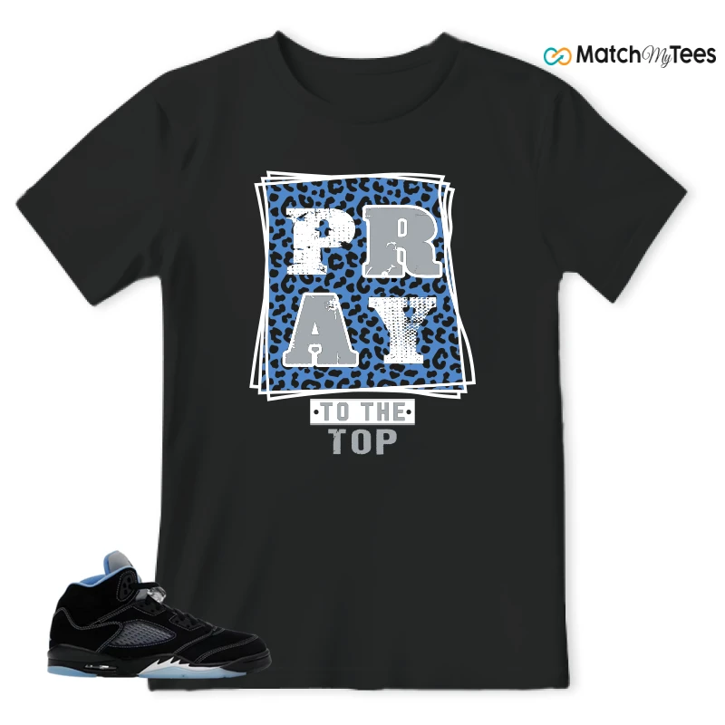 NIKE AIR JORDAN 5 BLACK UNIVERSITY BLUE SNEAKER Matching Tees t-shirt