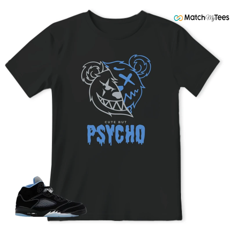 NIKE AIR JORDAN 5 BLACK UNIVERSITY BLUE SNEAKER Matching Tees t-shirt