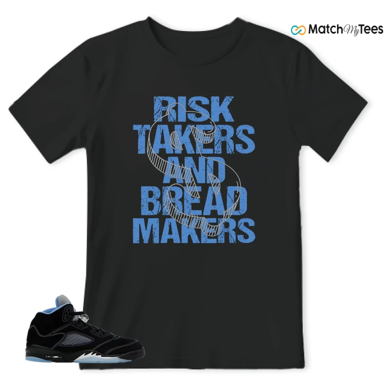 NIKE AIR JORDAN 5 BLACK UNIVERSITY BLUE SNEAKER Matching Tees t-shirt