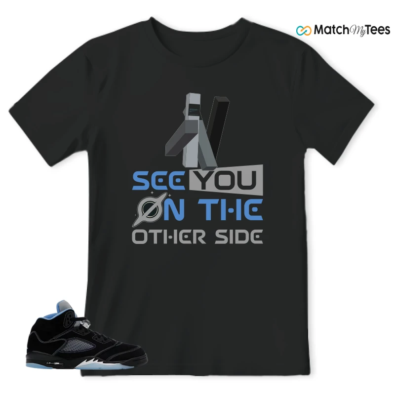 NIKE AIR JORDAN 5 BLACK UNIVERSITY BLUE SNEAKER Matching Tees t-shirt