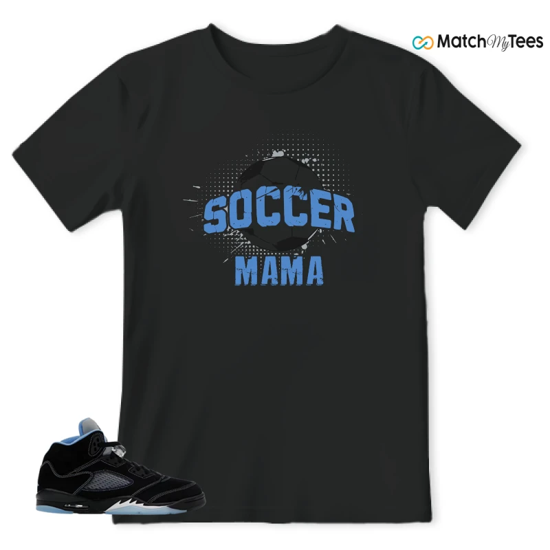NIKE AIR JORDAN 5 BLACK UNIVERSITY BLUE SNEAKER Matching Tees t-shirt