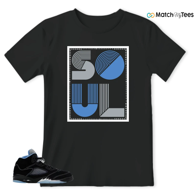 NIKE AIR JORDAN 5 BLACK UNIVERSITY BLUE SNEAKER Matching Tees t-shirt