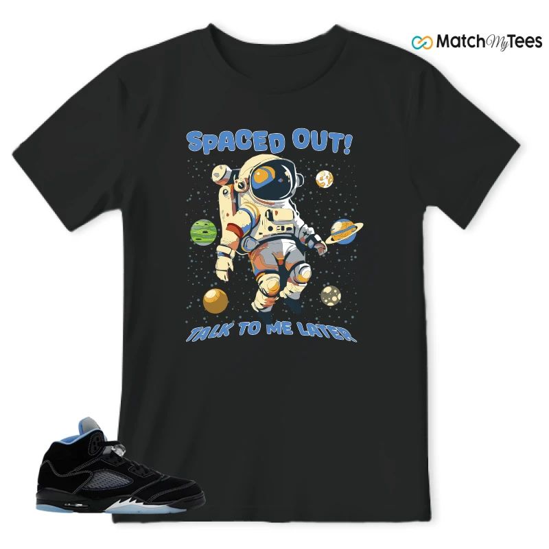 NIKE AIR JORDAN 5 BLACK UNIVERSITY BLUE SNEAKER Matching Tees t-shirt
