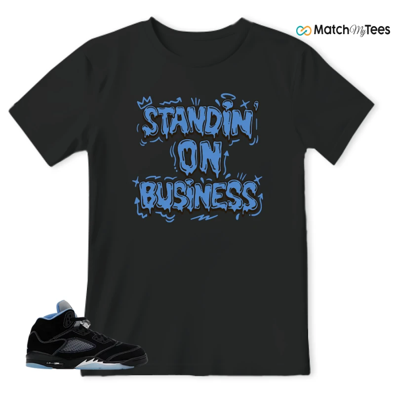 NIKE AIR JORDAN 5 BLACK UNIVERSITY BLUE SNEAKER Matching Tees t-shirt