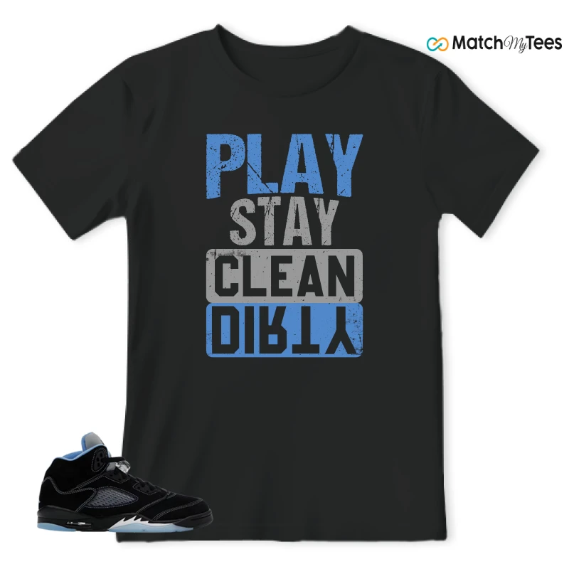 NIKE AIR JORDAN 5 BLACK UNIVERSITY BLUE SNEAKER Matching Tees t-shirt