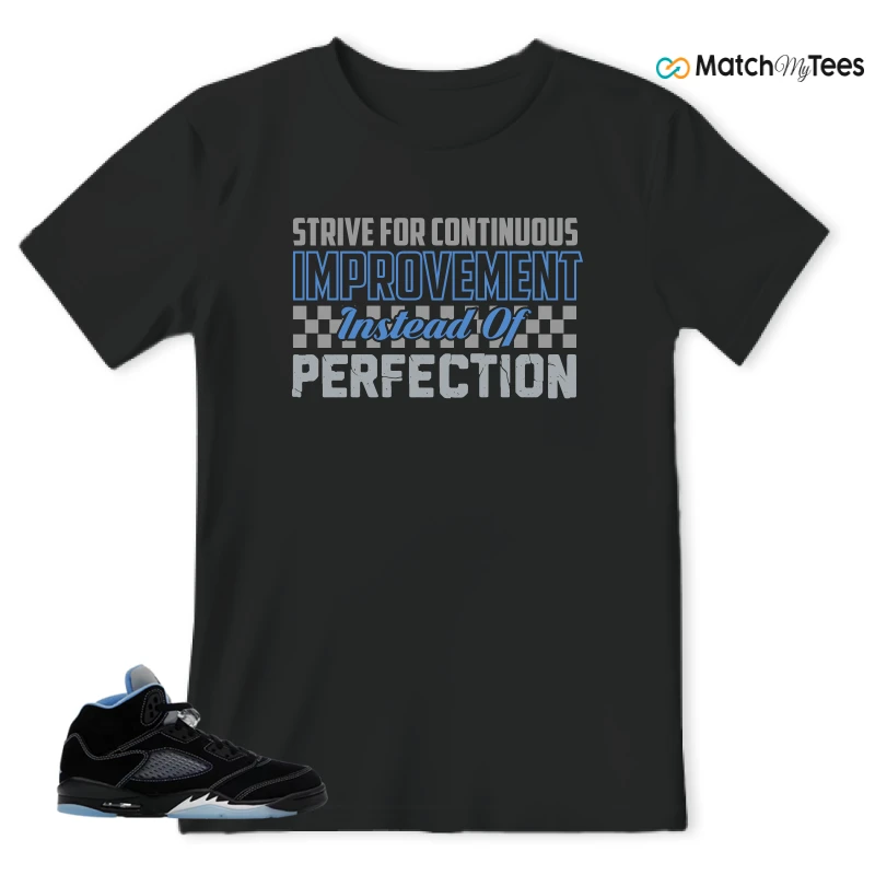 NIKE AIR JORDAN 5 BLACK UNIVERSITY BLUE SNEAKER Matching Tees t-shirt