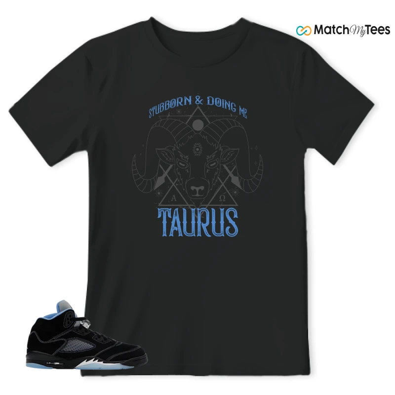 NIKE AIR JORDAN 5 BLACK UNIVERSITY BLUE SNEAKER Matching Tees t-shirt