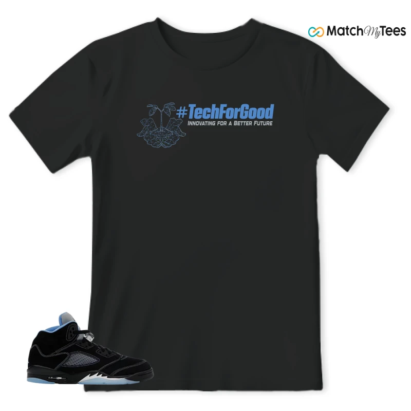 NIKE AIR JORDAN 5 BLACK UNIVERSITY BLUE SNEAKER Matching Tees t-shirt