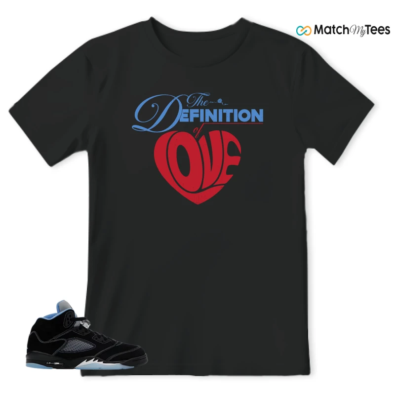 NIKE AIR JORDAN 5 BLACK UNIVERSITY BLUE SNEAKER Matching Tees t-shirt