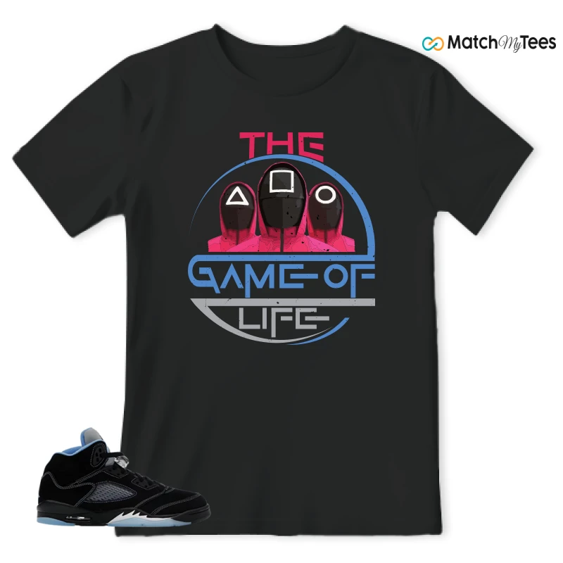 NIKE AIR JORDAN 5 BLACK UNIVERSITY BLUE SNEAKER Matching Tees t-shirt