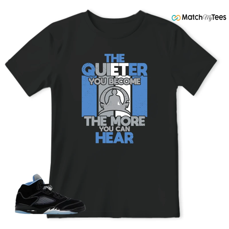 NIKE AIR JORDAN 5 BLACK UNIVERSITY BLUE SNEAKER Matching Tees t-shirt