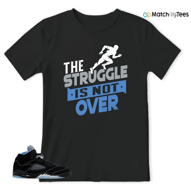 NIKE AIR JORDAN 5 BLACK UNIVERSITY BLUE SNEAKER Matching Tees t-shirt