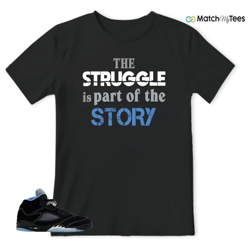 NIKE AIR JORDAN 5 BLACK UNIVERSITY BLUE SNEAKER Matching Tees t-shirt