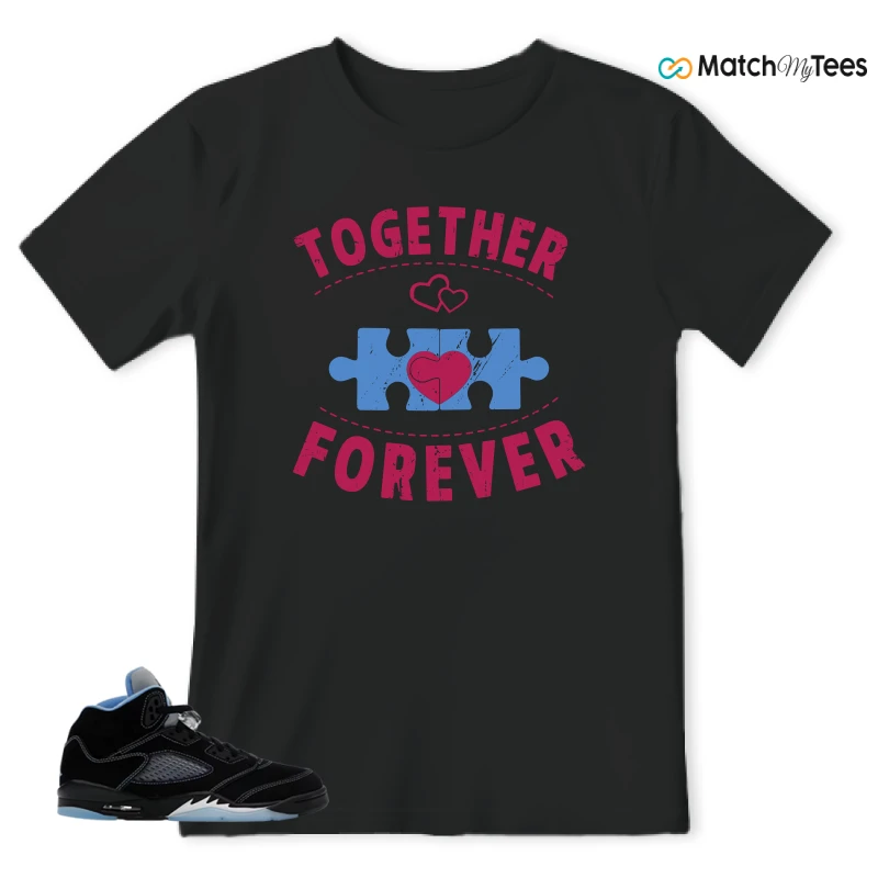 NIKE AIR JORDAN 5 BLACK UNIVERSITY BLUE SNEAKER Matching Tees t-shirt