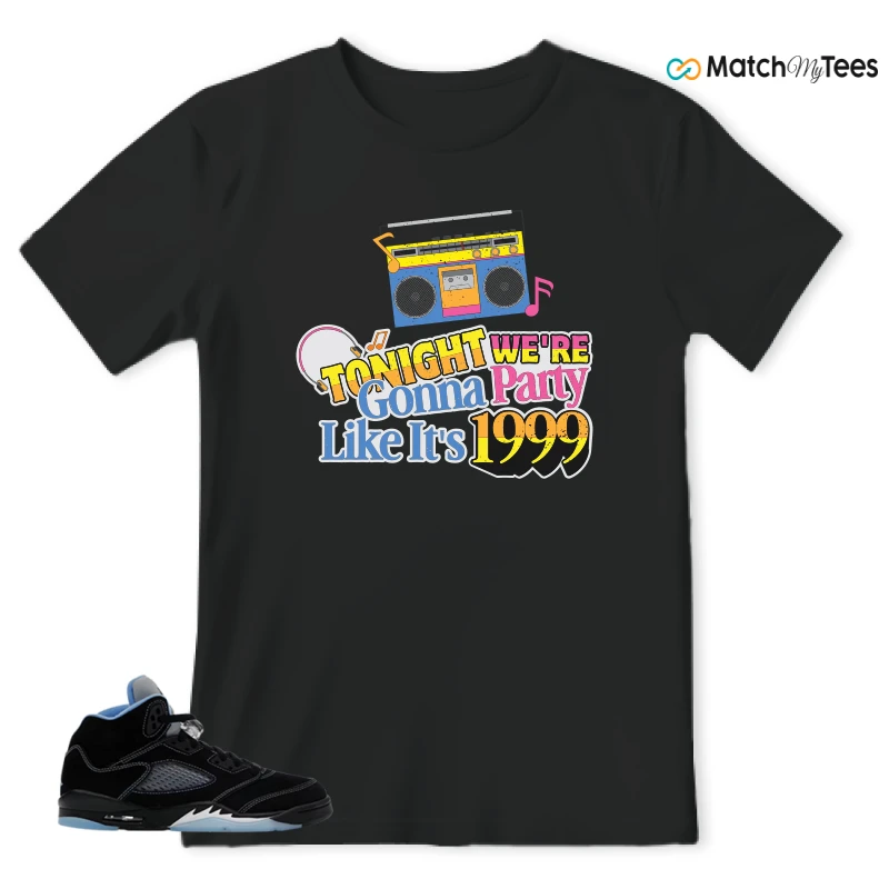 NIKE AIR JORDAN 5 BLACK UNIVERSITY BLUE SNEAKER Matching Tees t-shirt