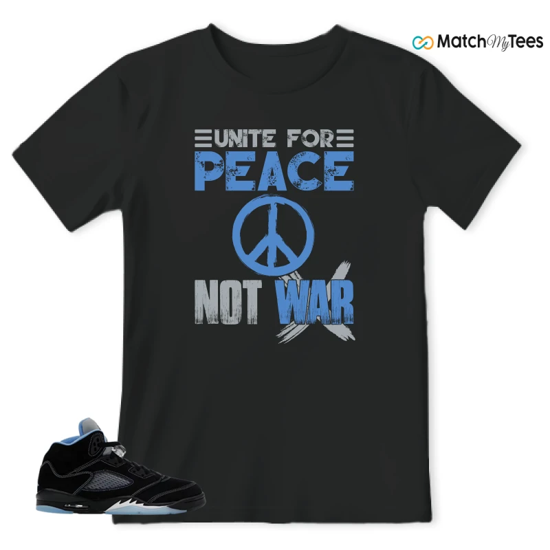 NIKE AIR JORDAN 5 BLACK UNIVERSITY BLUE SNEAKER Matching Tees t-shirt