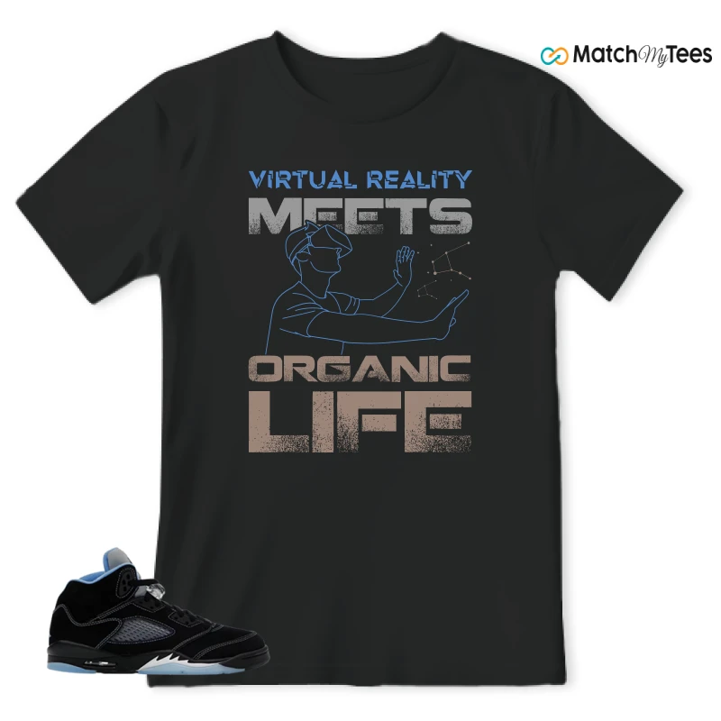 NIKE AIR JORDAN 5 BLACK UNIVERSITY BLUE SNEAKER Matching Tees t-shirt